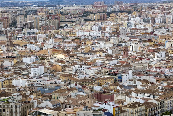 Cityscape view go high density buildings in city centre of Malaga, Spain, Europe