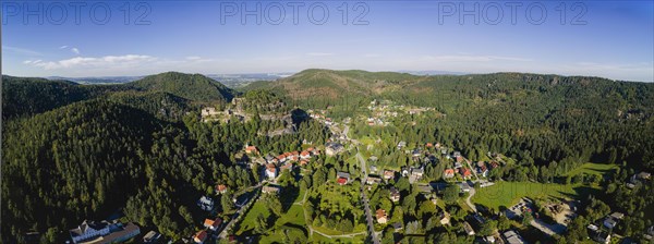 Oybin castle and monastery ruins in the Zittau Mountains, Oybin, Saxony, Germany, Europe