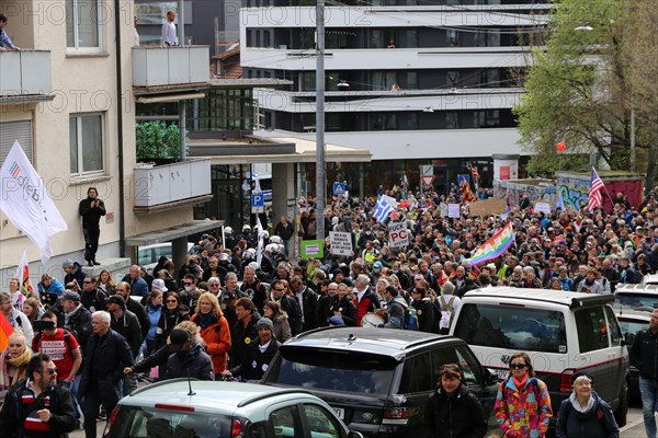 Lateral thinker demonstration in Stuttgart. The motto of the demonstration was Fundamental rights are not negotiable