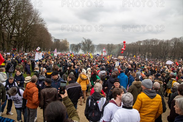 Brussels, 23 January: European demonstration for democracy, organised by the Europeans United initiative. The reason for the large demonstration is the encroachment on fundamental rights in Belgium, Germany, France and other states within the EU, Europe