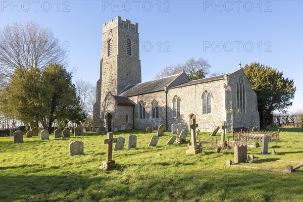 Rural church and churchyard at South Elmham St Peter, Suffolk, England, UK