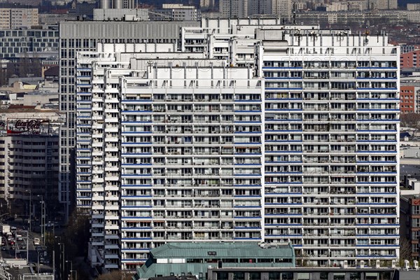 High-rise buildings on Leipziger Strasse, Berlin, 19.04.2021