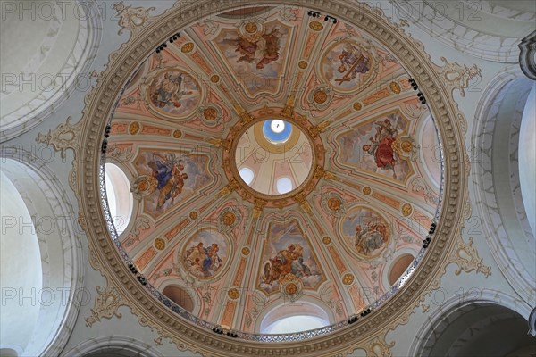 Ceiling painting of the dome, interior view of the Catholic Church of Our Lady, Dresden, Saxony, Germany, Europe