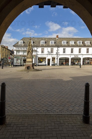 Historic buildings in the town Market Square, Saffron Walden, Essex, England, UK