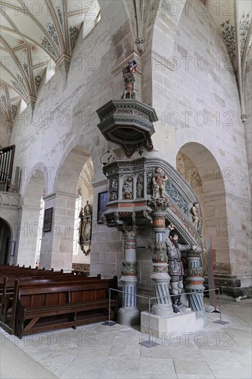 Pulpit, Cistercian monastery Bebenhausen, Tuebingen, Baden-Wuerttemberg, Germany, Europe