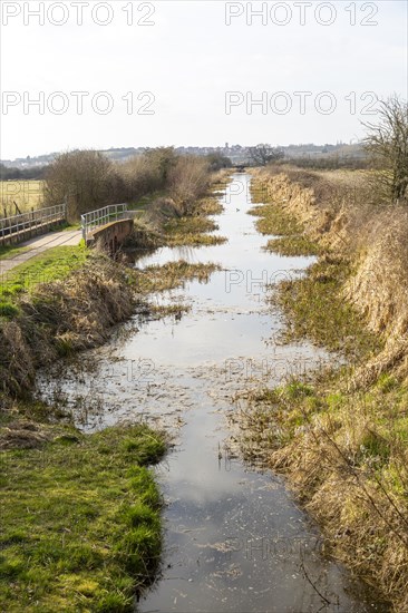 Section of Wilts and Berks canal inland waterway towards Wootton Bassett, Wiltshire, England, UK