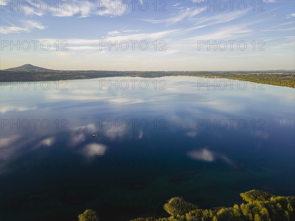 Lake Berzdorf is located on the southern city limits of Goerlitz in Upper Lusatia. It consists of the residual hole of the former Berzdorf open-cast lignite mine, which was flooded from 2002 to early 2013, Goerlitz, Saxony, Germany, Europe