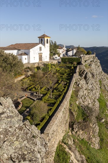 Formal garden historic castle medieval village of Marvao, Portalegre district, Alto Alentejo, Portugal, Southern Europe, Europe