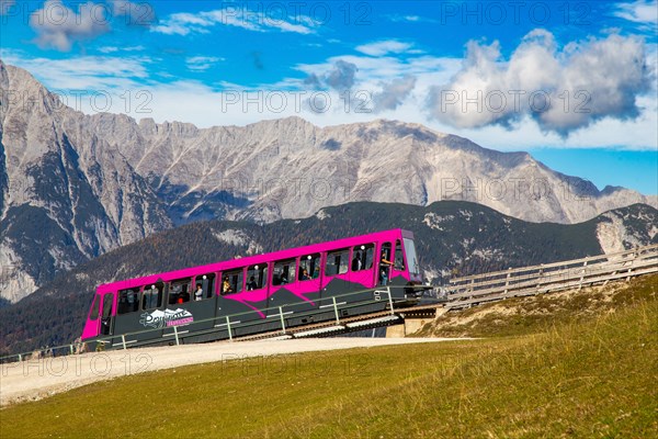 Rosshuette funicular railway in Seefeld/Tyrol. The cable car leads to the mountain station at 1, 762 m above sea level (19 October 2022)