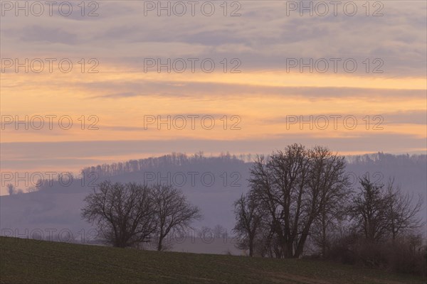 Evening light over fields near Possendorf in the Osterzgebirge, Possendorf, Saxony, Germany, Europe