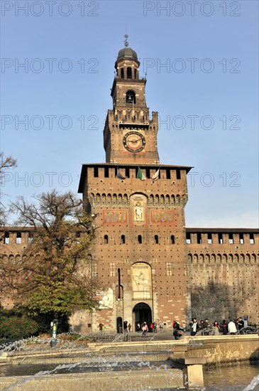 Fortezza Sforzesco Castle, start of construction 1450, Milan, Milano, Lombardy, Italy, Europe