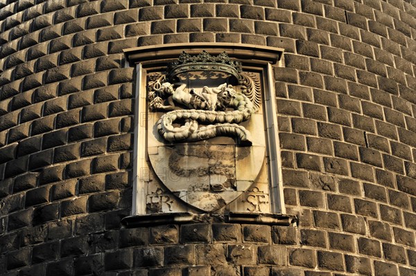 Coat of arms, Fortezza Sforzesco Castle, start of construction 1450, Milan, Milano, Lombardy, Italy, Europe
