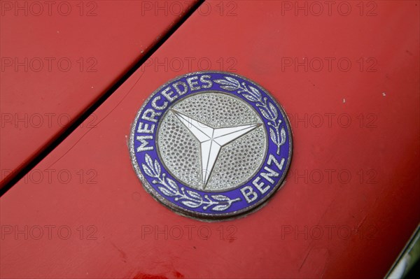 Mercedes-Benz 300SL Coupe gullwing doors red detail logo