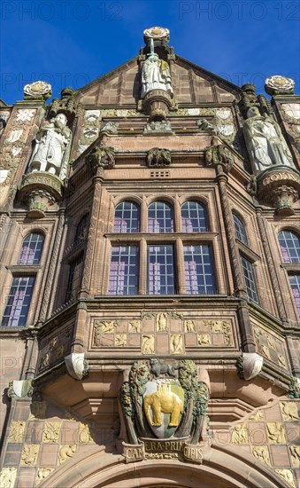 Decorated facade Council House building opened 1917, Tudor style 20th century architecture, Coventry, England, UK