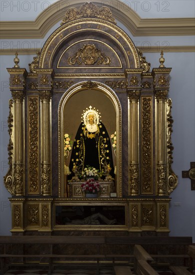Statue of Virgin de los Dolores, church of Saint Anthony of Padua, Frigiliana, Malaga province, Spain, Europe