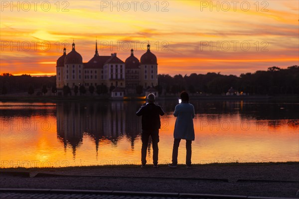 Evening atmosphere at the Fasanenschloesschen, Moritzburg, Saxony, Germany, Europe