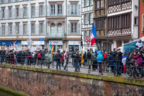 Strasbourg, France: Large demonstration for freedom against the corona measures and the vaccination pressure in France, Germany and other parts of Europe. The demonstration was organised by the peace initiative Europeansunited