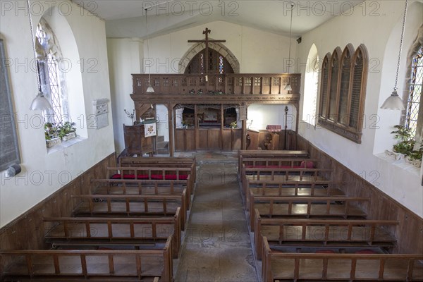 Interior village parish church of Saint Nicholas, Fisherton Delamere, Wiltshire, England, UK