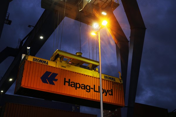 Cargo handling in the port of Mannheim (Baden-Wuerrtemberg)