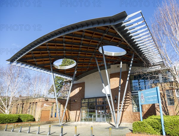 Modern police station building designed by Aaron Evans Architects, Trowbridge, Wiltshire, England, UK