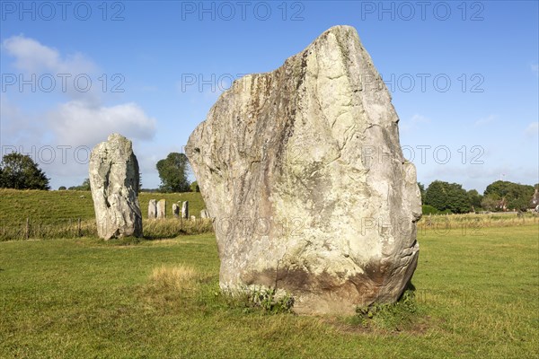 Standing stones in south east quadrant neolithic stone circle henge prehistoric monument, Avebury, Wiltshire, England UK