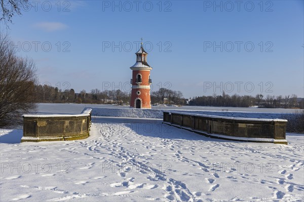 Lighthouse with pier, Moritzburg, Saxony, Germany, Europe