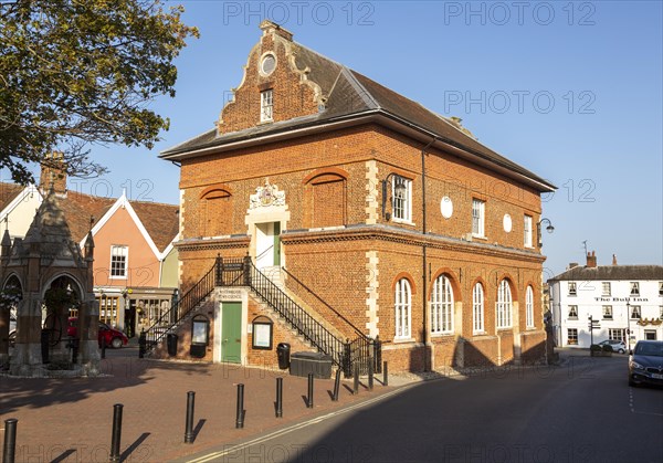 The Shire Hall and Corn Exchange building, Market Hill, Woodbridge, Suffolk, England, UK c 1575