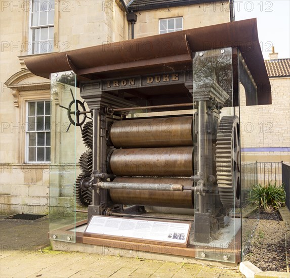 Iron Duke industrial archaeology 1849 rubber manufacturing machinery, Bradford on Avon, Wiltshire, England, United Kingdom, Europe