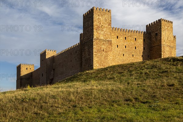 Ramparts wall of castle Parador hotel, Siguenza, Guadalajara province, Spain, Europe