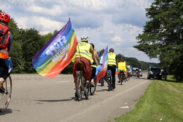 Ramstein 2021 peace camp bicycle demonstration: A bicycle demonstration took place on Saturday under the motto Stop Ramstein Air Base, organised as a rally from the starting points in Kaiserslautern, Kusel, Pirmasens and Homburg