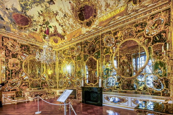 Mirror Cabinet in the southern Imperial Apartments of the Wuerzburg Residence, Wuerzburg, Main Valley, Lower Franconia, Franconia, Bavaria, Germany, Europe