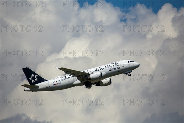 A Lufthansa Star Alliance passenger aircraft takes off from Frankfurt Airport