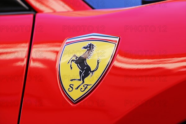 Ferrari logo on a red Ferrari