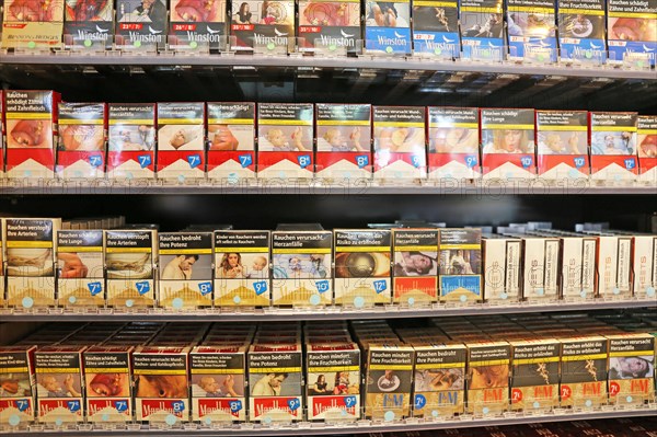Cigarettes and tobacco products in a shop