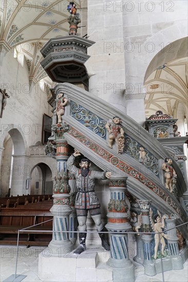 Pulpit, Cistercian monastery Bebenhausen, Tuebingen, Baden-Wuerttemberg, Germany, Europe