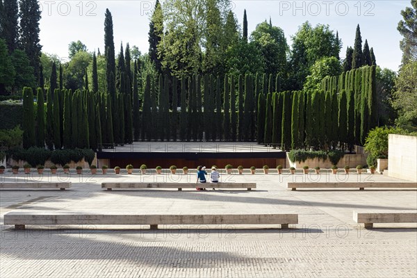 Generalife Theatre, Teatro Del Generalife, open-air theatre, Alhambra, Granada, Andalusia, Spain, Europe