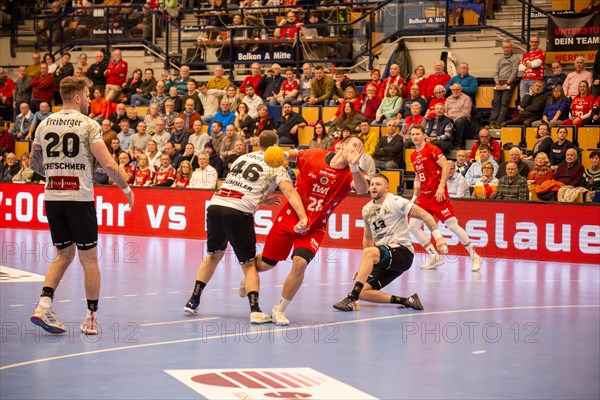 Match scene Eulen Ludwigshafen against HC Elbflorenz 2006 (2. Handballbundesliga, final score 31:29)