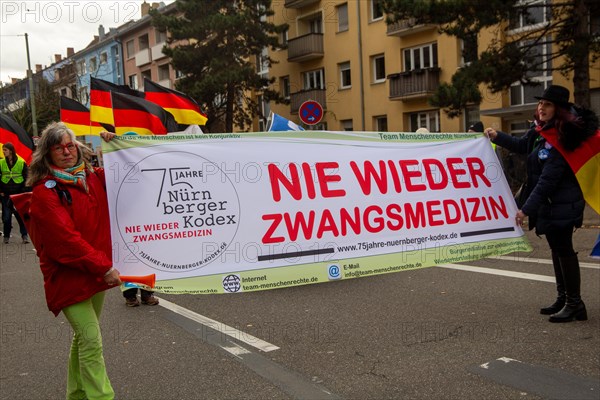 Karlsruhe, 10 December 2023: Large demonstration in favour of reappraisal of the coronavirus measures. A symbolic criminal complaint was filed against the members of the Bundestag who voted in favour of mandatory vaccination at the facilities