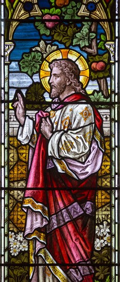 Stained glass window Weybread church, Suffolk, c 1884 W G Taylor 'Where I am there shall also my servant be'