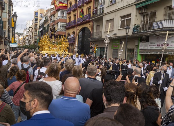 â€˜La Magna: camino de la gloria' religious procession through city streets to commemorate the centenary of brotherhood groups. Malaga, Spain. 30th Oct, 2021 Cofradia de Nuestro Padre Jesus El Rico y Maria Santisima del Amor