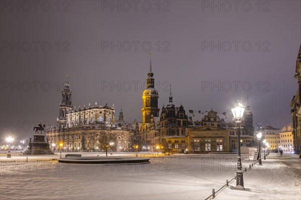 Dresden's Old Town with its historic buildings. Theatre Square with Court Church, Royal Palace, Dresden, Saxony, Germany, Europe