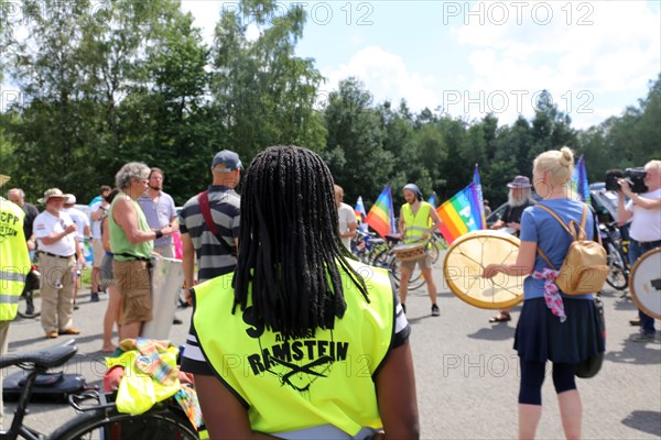 Ramstein 2021 peace camp bicycle demonstration: A bicycle demonstration took place on Saturday under the motto Stop Ramstein Air Base, organised as a rally from the starting points in Kaiserslautern, Kusel, Pirmasens and Homburg