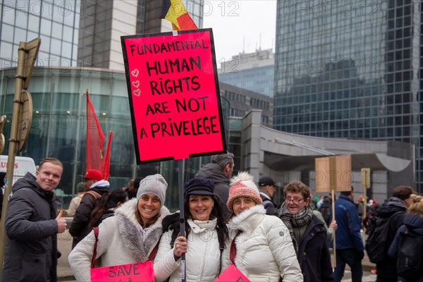 Brussels, 23 January: European demonstration for democracy, organised by the Europeans United initiative. The reason for the large demonstration is the encroachment on fundamental rights in Belgium, Germany, France and other states within the EU, Europe