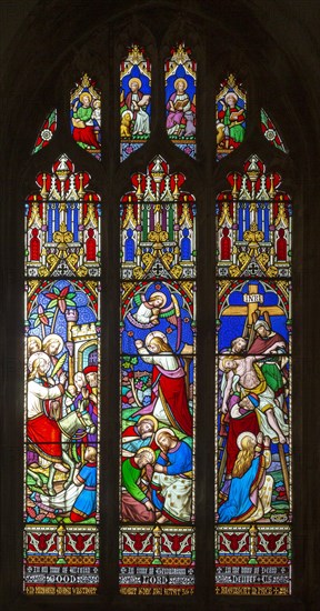 Stained glass window Holy Trinity church, Long Melford, Suffolk, England, UK by William Wailes circa 1861