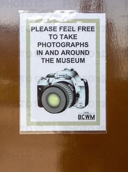 Feel free to take photographs sign, Bentwaters Cold War museum, Suffolk, England, UK