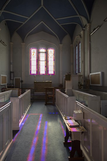 Inside chapel of historic almshouses Somerset hospital, Froxfield, Wiltshire, England, UK