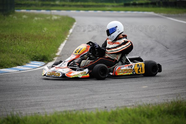 Kart driver on the Walldorf kart track, Baden-Wuerttemberg