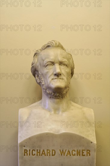 Bust of Richard Wagner, Semperoper interior, Dresden, Saxony, Germany, Europe