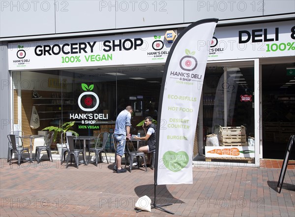 Hank's deli 100% vegan grocery shop in town centre, Ipswich, Suffolk, England, UK