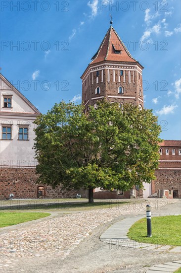 Ancient restored castle in the Mir city. Belarus